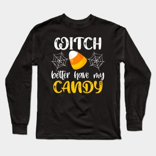 Halloween Witch Gift Funny Candy Corn Trick or Treat Design Long Sleeve T-Shirt